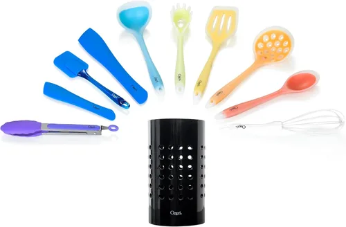 Vista 8 de Utensilios de cocina Ozeri. Set de 11 piezas de silicona todo-en-uno, multicolor.