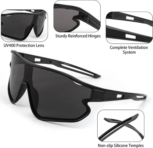 Vista 5 de FEISEDY Gafas de sol unisex para jóvenes, gafas de sol de béisbol y tenis, UV400 deportivas para niños y niñas, pantallas de ciclismo B4064