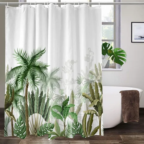 Vista 8 de Lovetar Cortina de ducha con diseño de flores de acuarela brillante, diseño femenino, tela impermeable, lavable, juego de cortinas de baño para baño