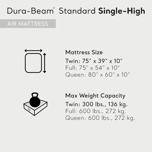 Vista 3 de Intex 64101E Dura-Beam Standard Series Colchón inflable de una sola altura, con válvulas extra anchas 2 en 1, soporta hasta 300 libras