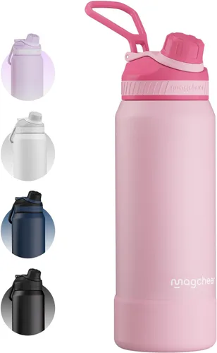 Vista 20 de Botella de agua aislada de 24 onzas, acero inoxidable al vacío de doble pared, diseño de boca ancha, botella reutilizable a prueba de fugas