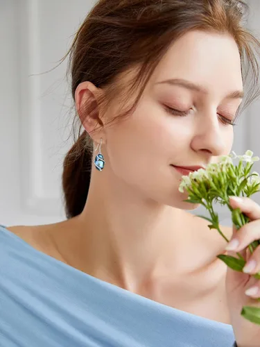 Vista 2 de Regalos para mujer, aretes de plata de ley 925 para mujer, delicados aretes colgantes de piedra ovalada, joyería fina, regalos para el día de San