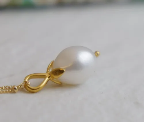 Vista 5 de Cultured Freshwater Pearl Gold Filled Necklace 18 inches - Handmade Dainty Jewelry Gift Idea for Women Her - Birthday Gift - June Birthstone