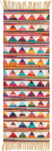 Vista 8 de Unique Loom Chindi Trellis Collection - Alfombra moderna, geométrica, colores brillantes, alfombra del suroeste