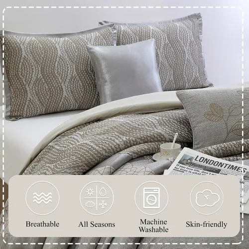 Vista 4 de Stratford Park Snuggle - Juego de ropa de cama de 6 piezas, color gris, King, 100% poliéster