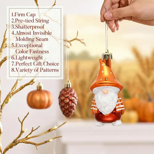 Vista 6 de Valery Madelyn 24ct Fall Ornaments Tree Decorations Shatterproof Home Decor Orange Green