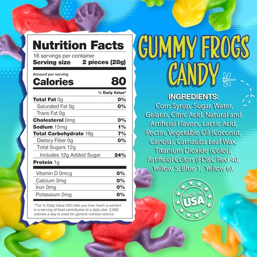 Vista 2 de Gummy Frogs, Gomitas de rana de frutas surtidas, caramelos masticables