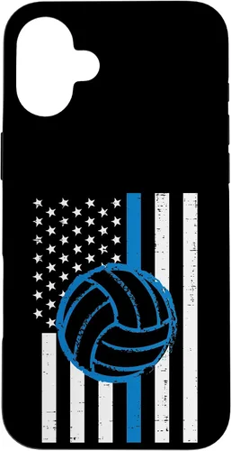 Vista 23 de US Flag Blue Line Volleyball Vintage Patriotic Police Cop Case for iPhone 17