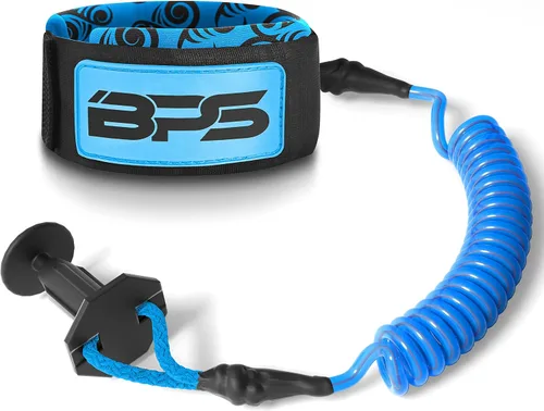 Vista 6 de BPS Nueva Zelanda 'Storm' Bodyboard Correa – Bobina premium de 4 pies en espiral de muñeca Boogie Board correas con enchufe