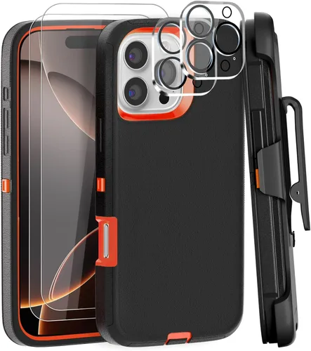Vista 16 de Funda para iPhone 13 Funda 6.1" con Soporte Plegable y Clip para Cinturón con 2 Protectores de Pantalla + 2 Protectores de Lente de Cámara, Cubierta