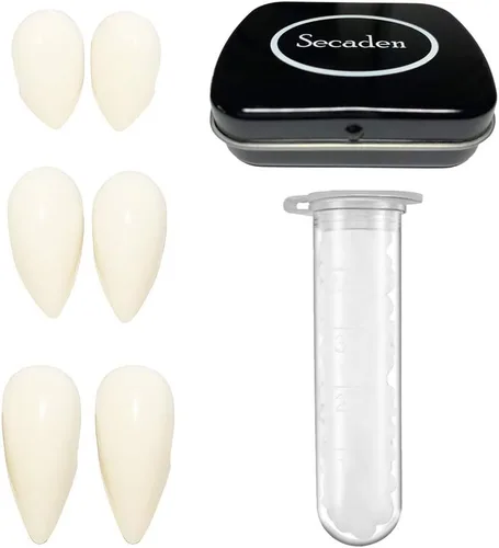 Vista 7 de Secaden Cosplay 13mm Dientes de Vampiro Dentaduras Accesorios para Fiesta de Halloween Colmillos (13mm)
