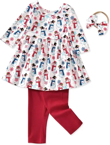 Vista 15 de Aalizzwell Conjunto de túnica floral para niñas pequeñas para otoño e invierno Naranja