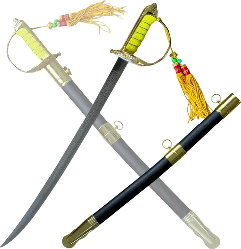 Vista 9 de Espada de comando ceremonial con funda a juego, hoja de patrón láser 2Cr13 23.6 in/23.6 pulgadas de longitud total 1.2 lbs/1.21 libras