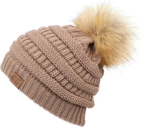Vista 149 de Gorro unisex liso con pompón y ribete (HAT-43) de C.C Hatsandscarf Exclusives Marfil