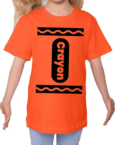 Vista 2 de Camiseta unisex de disfraces de Halloween de crayón para niños y niñas Idea de camisetas gráficas divertidas y geniales