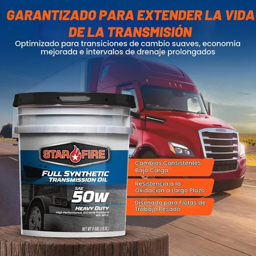 Vista 5 de STARFIRE SAE 50W Aceite sintético completo para transmisión – cubo de 5 galones – Aceite para engranajes de alta resistencia para transmisiones