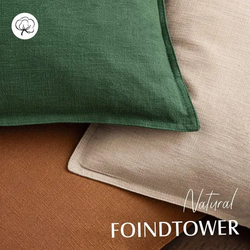 Vista 4 de Foindtower Juego de 2, Fundas Decorativas de Almohada de Lino Sólido Suaves Fundas de Cojín Europeo de Acento Estilo Granja Neutral para Silla Sofá