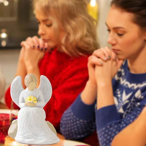 Vista 4 de JEPELUS Estatuas y figuras de ángel de la guarda, ramo de mano, figuras de ángel de resina, estatuas de regalo para mujeres, madre, abuela