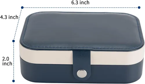 Vista 7 de Smileshe Joyero, estuche de viaje portátil pequeño de piel sintética, organizador de 2 capas, cajas de almacenamiento para anillos, aretes