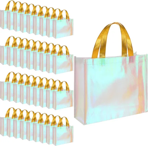 Vista 14 de Eccliy 60 bolsas de regalo reutilizables con asas para dama de honor, boda, color negro
