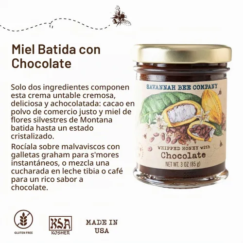 Vista 2 de Miel batida de Savannah Bee Company - Miel untable 100% natural (3 onzas (Paquete de 1), Chocolate)