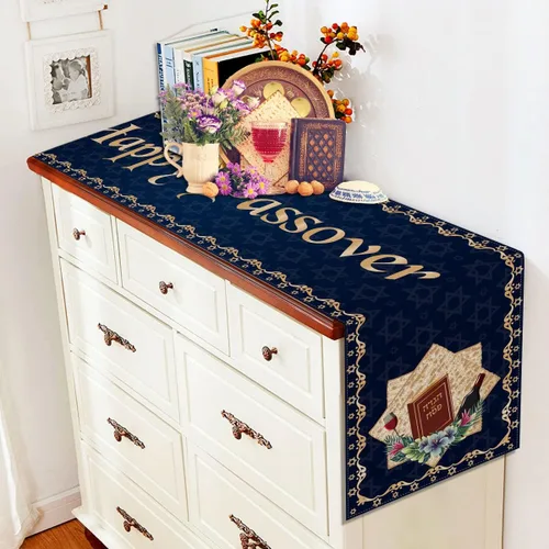Vista 6 de Camino de mesa de feliz Pascua Pesaj Estrella de David Festival Judío Festividad Fiesta Hogar Cocina Comedor Mesa Decoración (13 x 72 pulgadas)