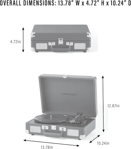 Vista 12 de Crosley CR8005F-AC Cruiser Plus - Tocadiscos vintage de 3 velocidades con Bluetooth, tipo maletín, reproductor de discos de vinilo, tablero