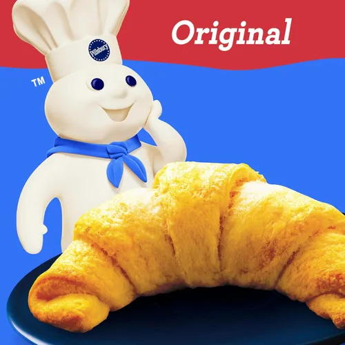 Vista 3 de Pillsbury Crescent Rolls, masa de pastelería enlatada refrigerada original, 8 rollos, 8 onzas Refrigerated Canned Dough, No Artificial Flavors