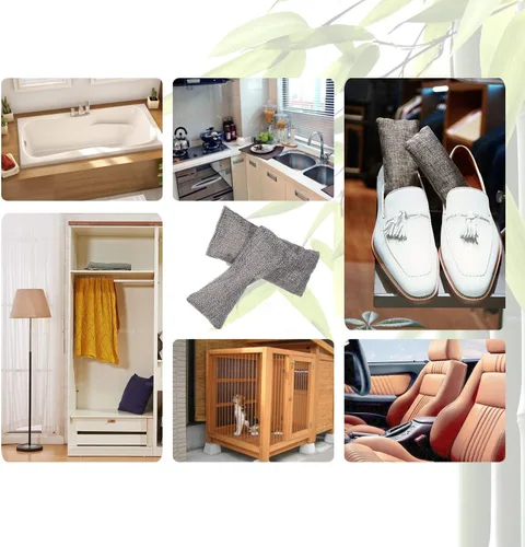 Vista 4 de 12 paquetes de bolsas purificadoras de aire natural, desodorante de zapatos y eliminador de olores, carbón de bambú activado 100% natural no tóxico