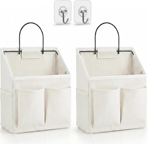Vista 7 de Kanrichu 2 piezas de cestas pequeñas para colgar en la pared para organizar, bolsa de almacenamiento colgante en la pared como organizador sobre