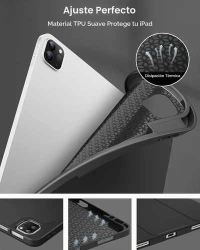 Vista 5 de DTTO for iPad Pro 12.9 Case 6th/5th/4th/3rd Gen 2022/2021/2020/2018, Black Negro