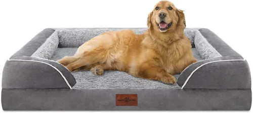 Vista 44 de Comfort Expression - Cama ortopédica para perros medianos, 28 x 19 pulgadas, cama impermeable y de apoyo de espuma con cojines removibles, sofá