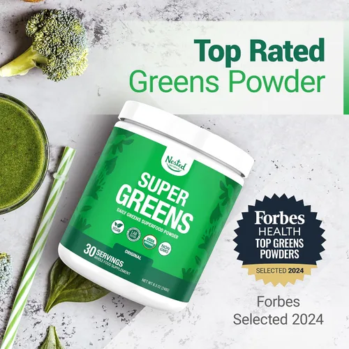 Vista 2 de SUPER GREENS Veggie Greens Superfood en polvo con 20 ingredientes orgánicos: espirulina, chlorella, cebada y otros, además de frutas orgánicas