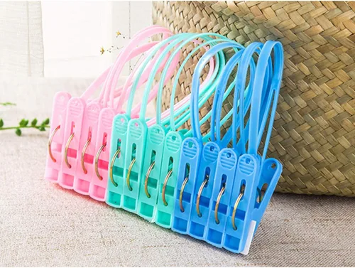 Vista 4 de Pequeñas pinzas de plástico para ropa para ropa, tendederos de secado amplios, perneras para manta, sábanas, clips para toallas, abrazaderas