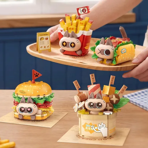 Vista 4 de MEIEST Juego de bloques de construcción de alimentos para adultos Hamburguesa