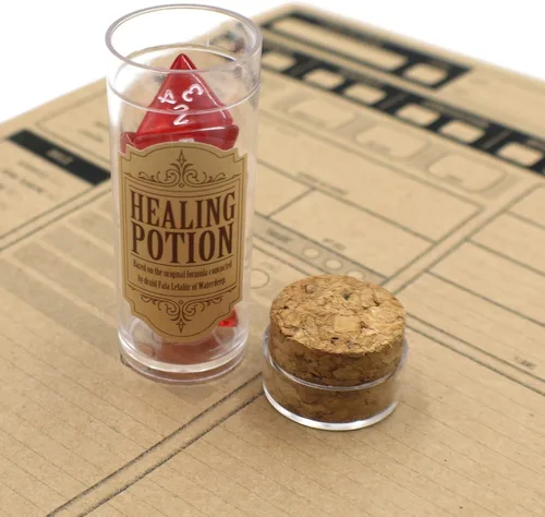 Vista 4 de Botella de dados de poción curativa D4 - Accesorio para juegos de rol D&D