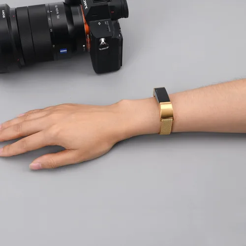 Vista 5 de Bandas de metal compatibles con Fitbit Alta/Fitbit Alta HR, malla de bucle de acero inoxidable transpirable, pulsera magnética ajustable