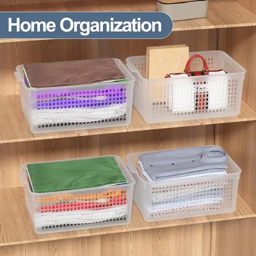 Vista 7 de Cesta grande de plástico para organización, juego de 3, transparente