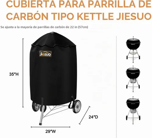 Vista 2 de Cubierta de parrilla para hervidor de carbón Weber, cubierta de barbacoa premium de 22 pulgadas, cubiertas de parrilla resistentes e impermeables