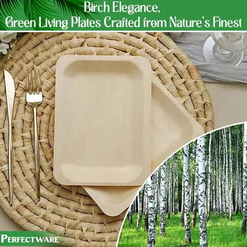 Vista 3 de Perfectware Platos desechables de 7 pulgadas, totalmente naturales, de alta calidad, 100% compostables y biodegradables, paquete de 25