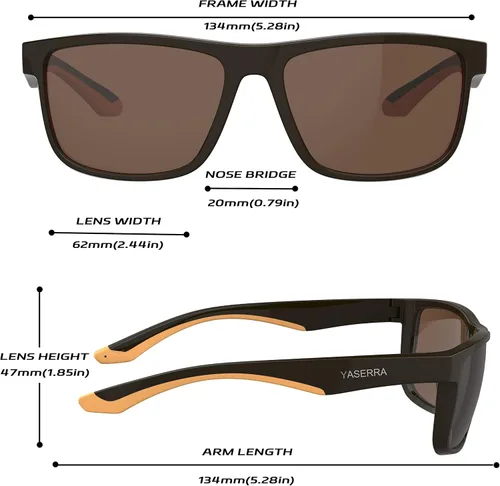 Vista 3 de Yaserra TAC - Lentes de sol cuadrados polarizados para hombres y mujeres, ligeros TR-90, marco de color, lentes de espejo con bloqueo UV