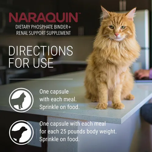 Vista 7 de Nutramax Laboratories NARAQUIN™ Complemento de unión de fosfato dietético + apoyo renal para gatos y perros, 60