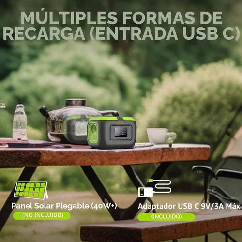 Vista 5 de Estación de energía portátil con panel solar de 30 W, 120 W 110 V USB-C, generador de batería con panel, banco de energía solar con salida de CA