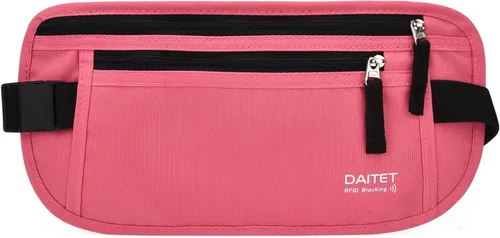 Vista 64 de DAITET Cinturón de dinero, soporte para pasaporte, cartera de viaje oculta segura con bloqueo RFID, riñonera encubierta (negro), Negro, Rfid