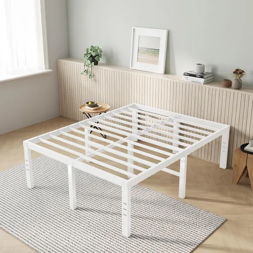 Vista 15 de Novilla Base de cama tamaño Queen, base de cama con plataforma de metal de 14 pulgadas tamaño Queen con espacio de almacenamiento debajo de la cama