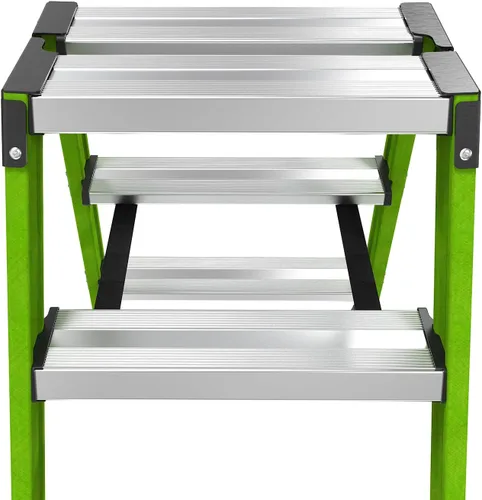Vista 6 de Little Giant Ladders Sure Step Taburete de fibra de vidrio de 3 escalones, tipo IAA, capacidad de peso de 375 libras, certificado ANSI, extra