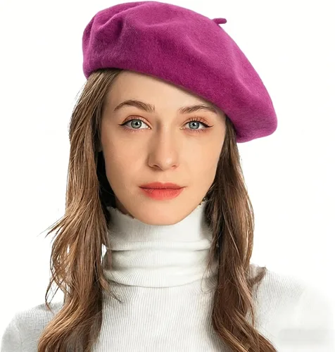 Vista 11 de ZLYC Boina Francesa de Lana Sombrero Color Sólido Gorra Boina para Mujeres y Niñas Amarillo básico