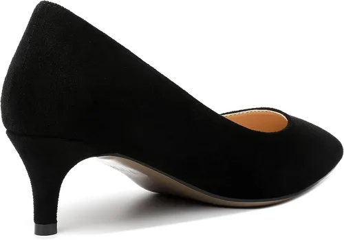 Vista 4 de NUMALEO Mujer Suede Slip On Night Club Sólido Gatito Punta puntiaguda 2 Pulgadas Tacón Bajo Zapatos De Tacón Casual Negro Talla 7.5 - Zapatos D