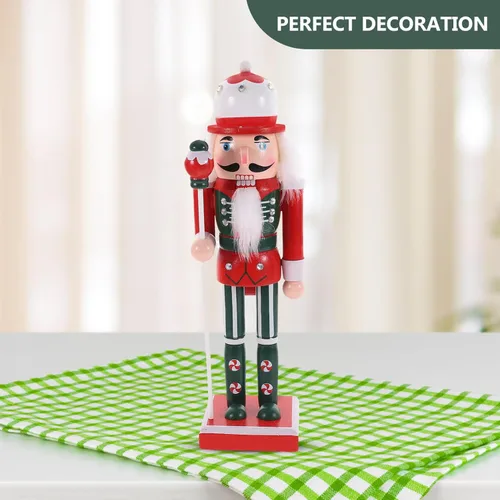 Vista 9 de PRETYZOOM Cascanueces de Navidad de madera, marioneta de cascanueces de Navidad, decoración de cascanueces de madera, figura de cascanueces