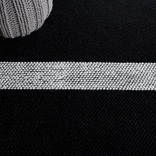 Vista 6 de SAFAVIEH Natura Collection - Alfombra de pasillo, 2 pies 3 pulgadas x 8 pies, negro y marfil, tejido plano hecho a mano de lana moderna a rayas